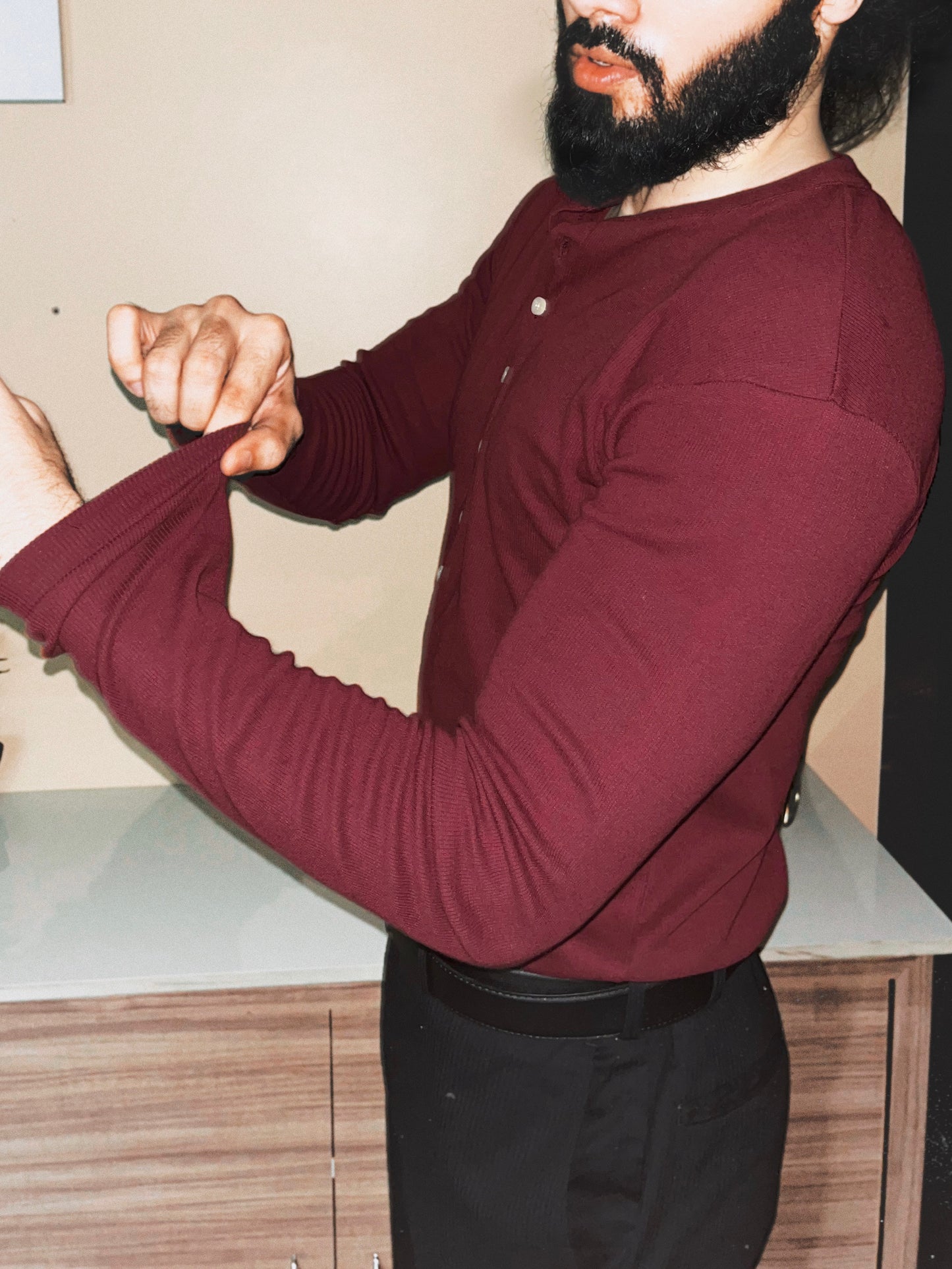 Soldado Ribbed Henley | Deep Maroon