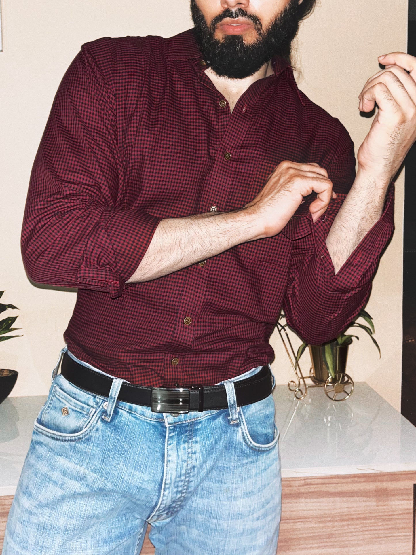 Relaxed Fit Gingham Shirt | Red / Black