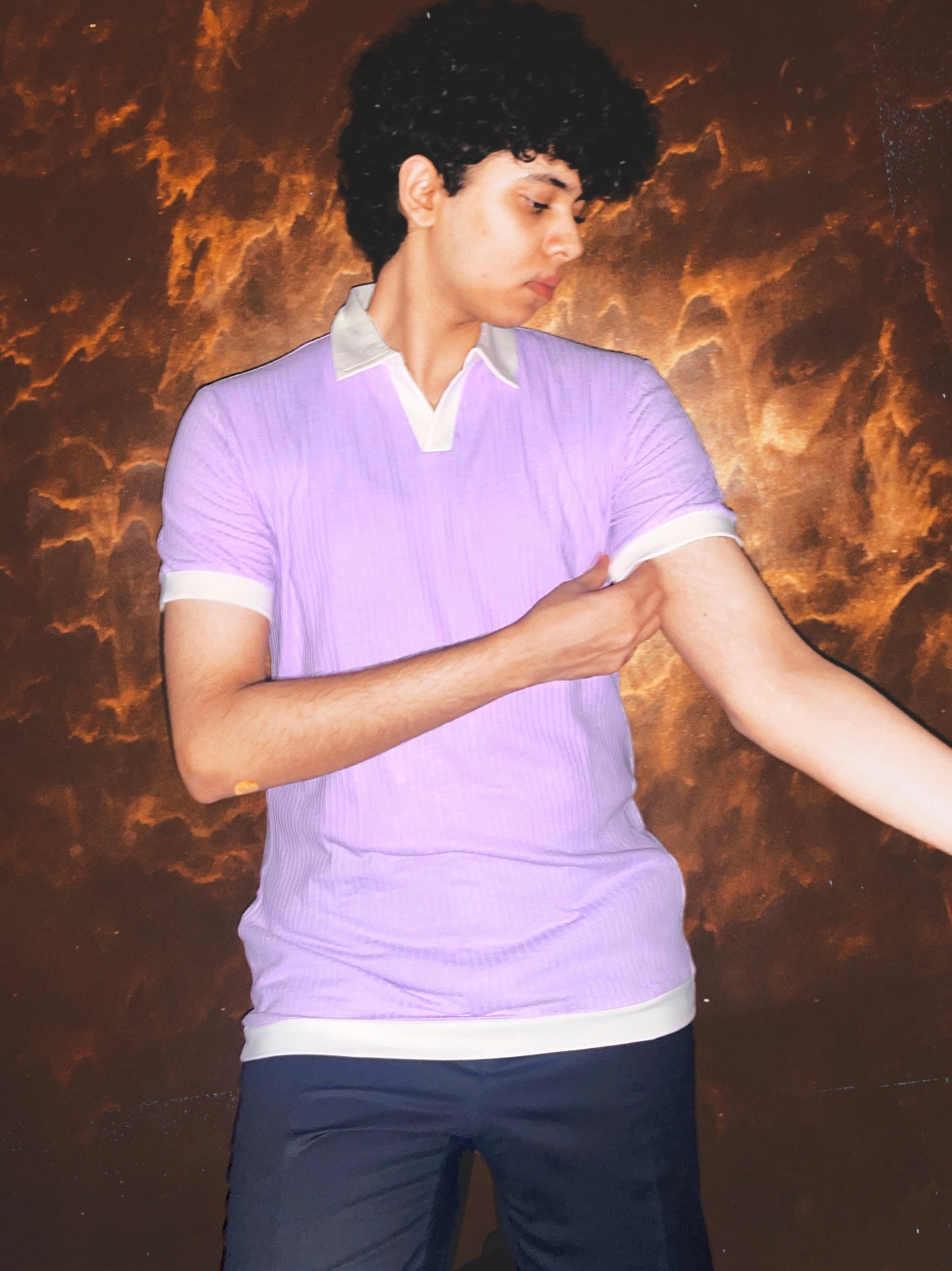 Lavender Rib Knit Polo
