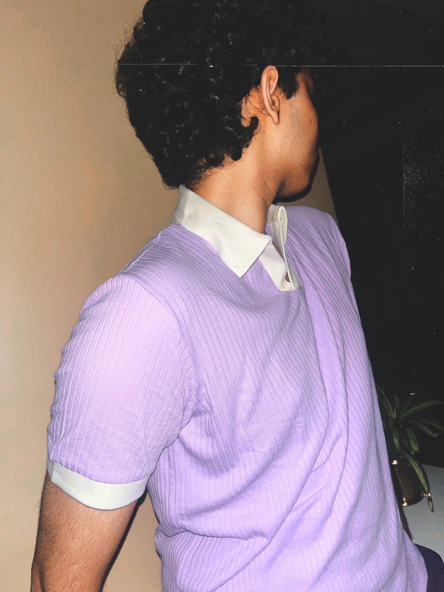 Lavender Rib Knit Polo
