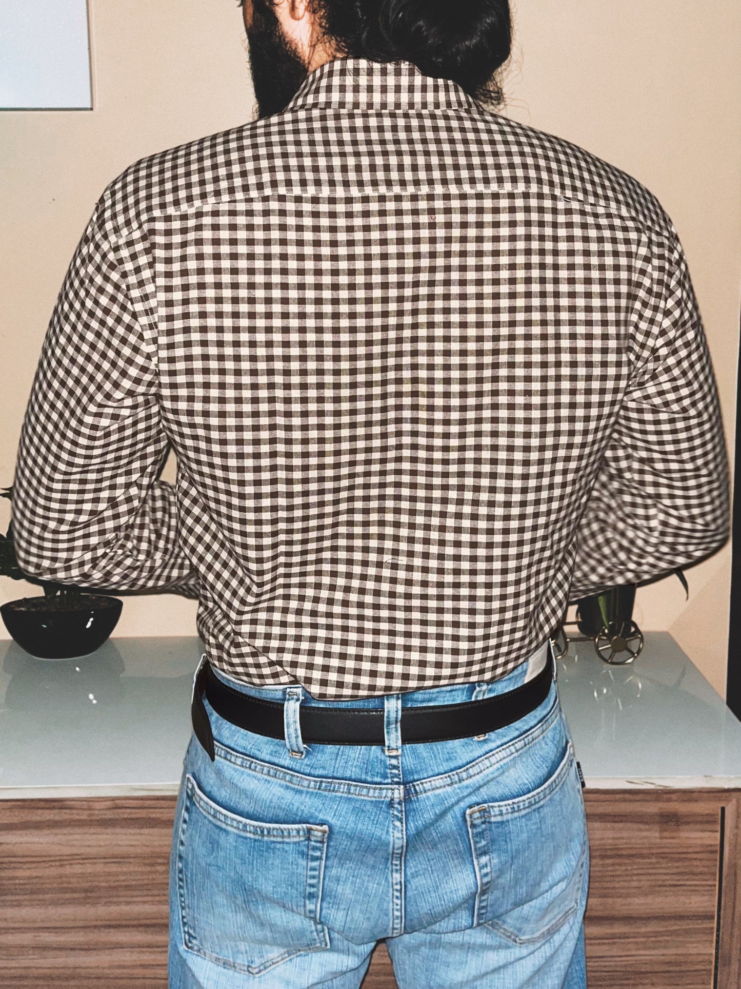 Relaxed Fit Gingham Shirt | Brown / Cream