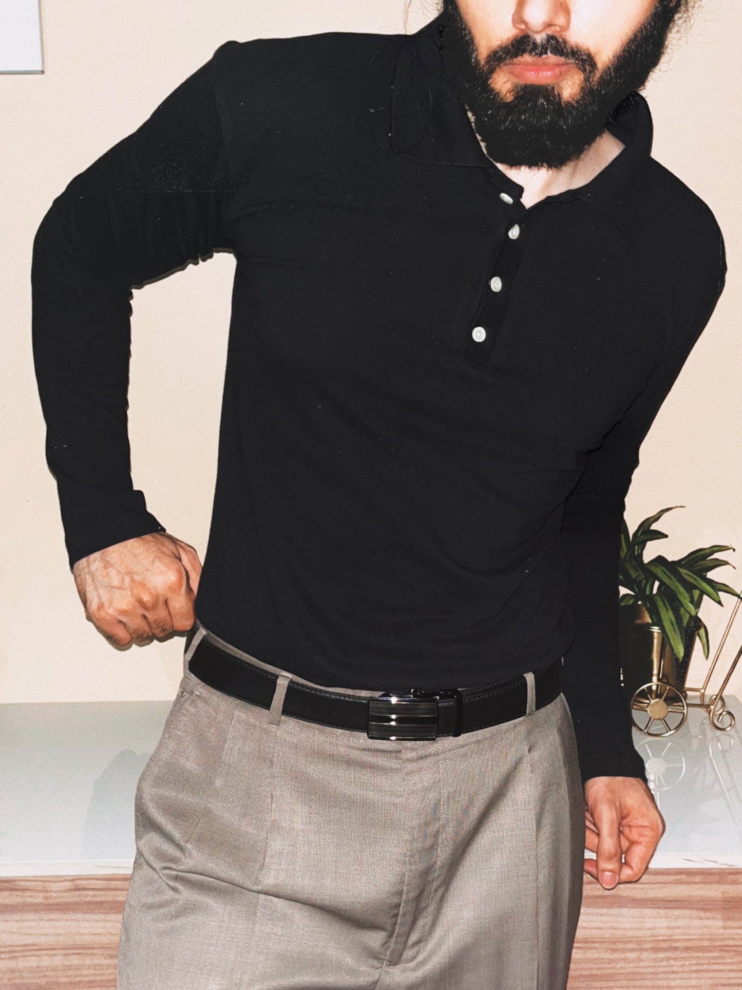 Pique Knit Polo | Matte Black