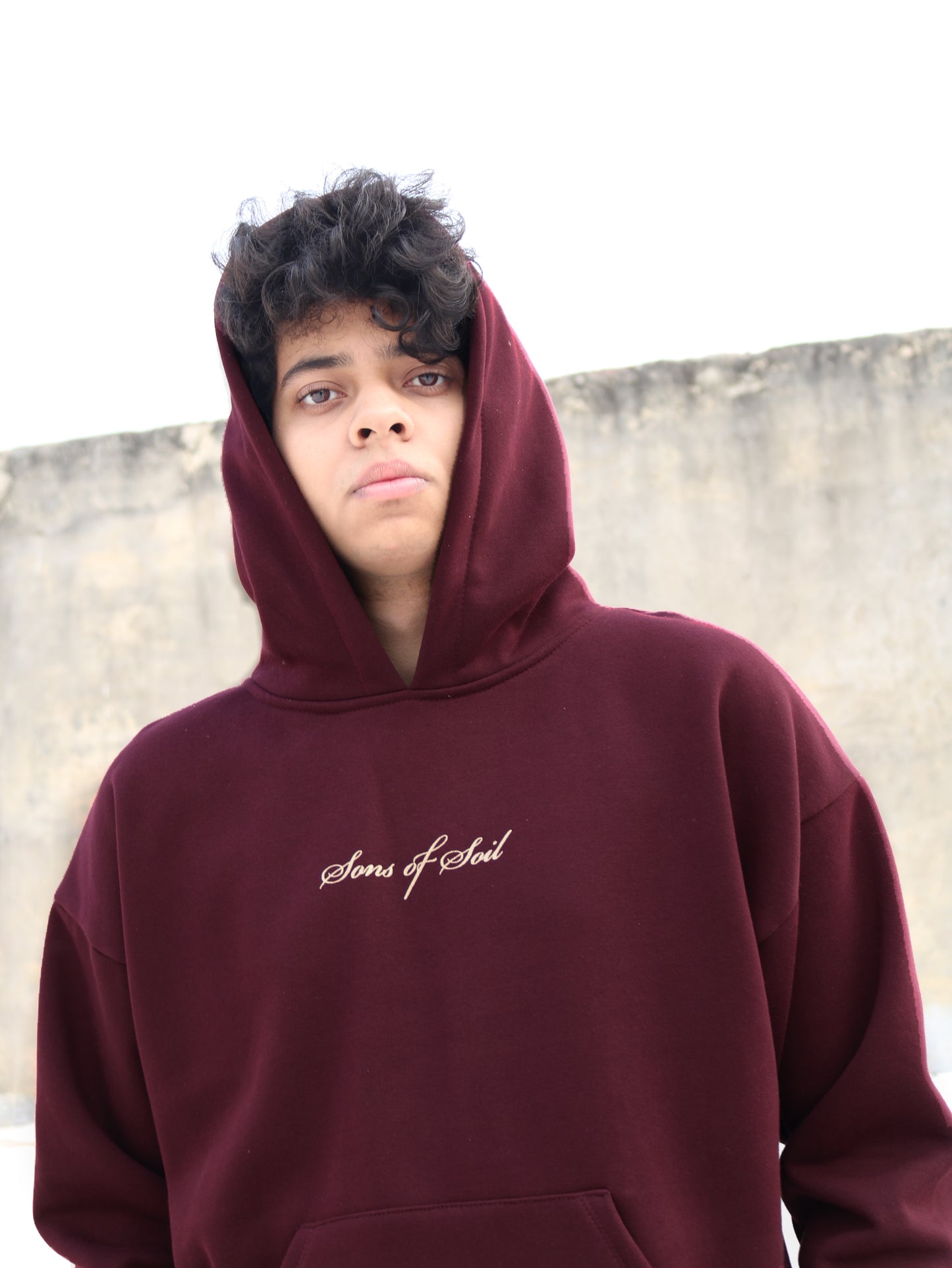 Oversized Wine Hooded Sweatshirt