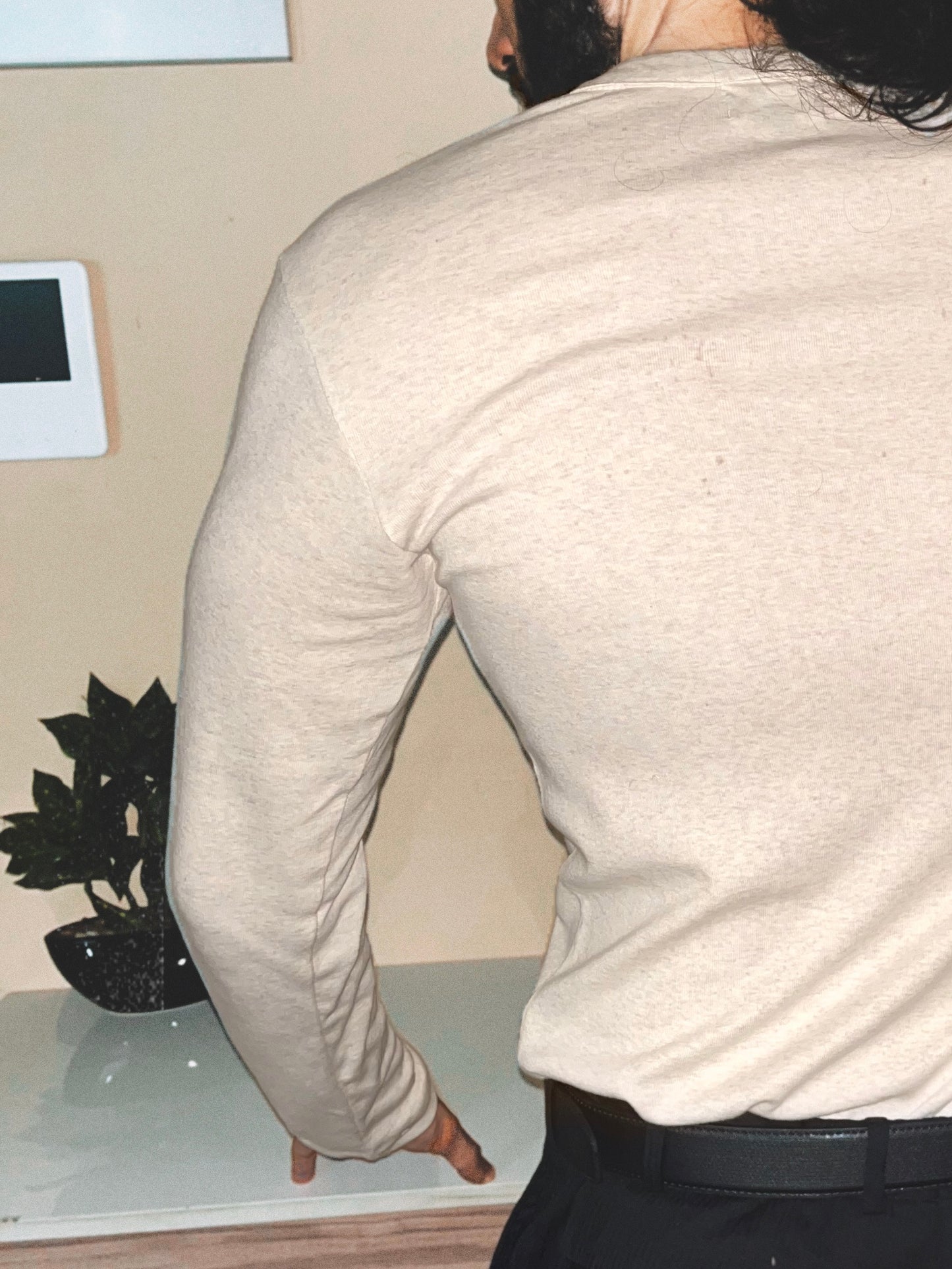 Soldado Ribbed Henley | Light Greige Melange