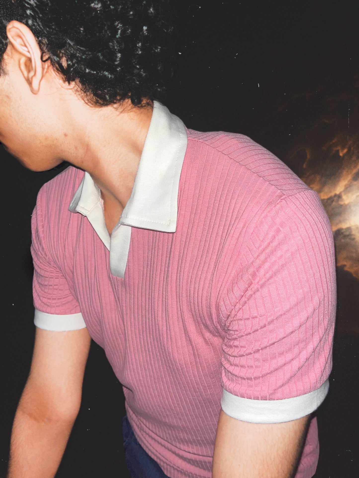 Pink Rib Knit Polo