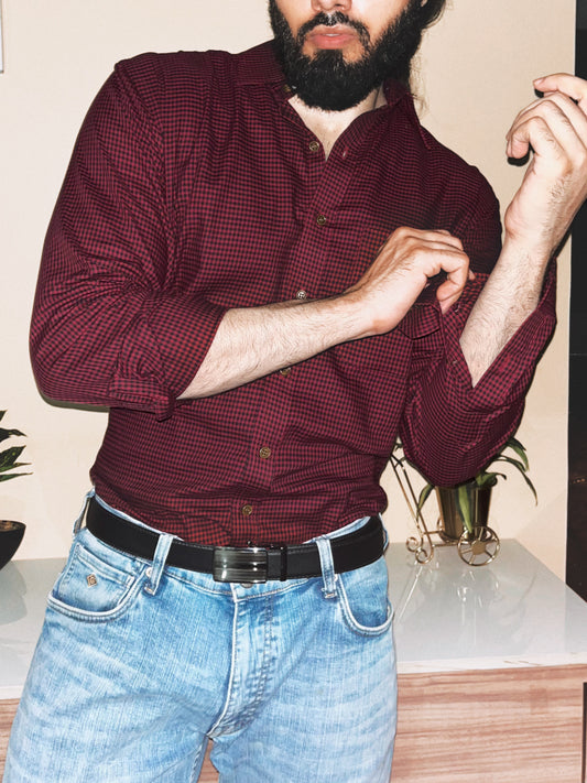 Relaxed Fit Gingham Shirt | Red / Black