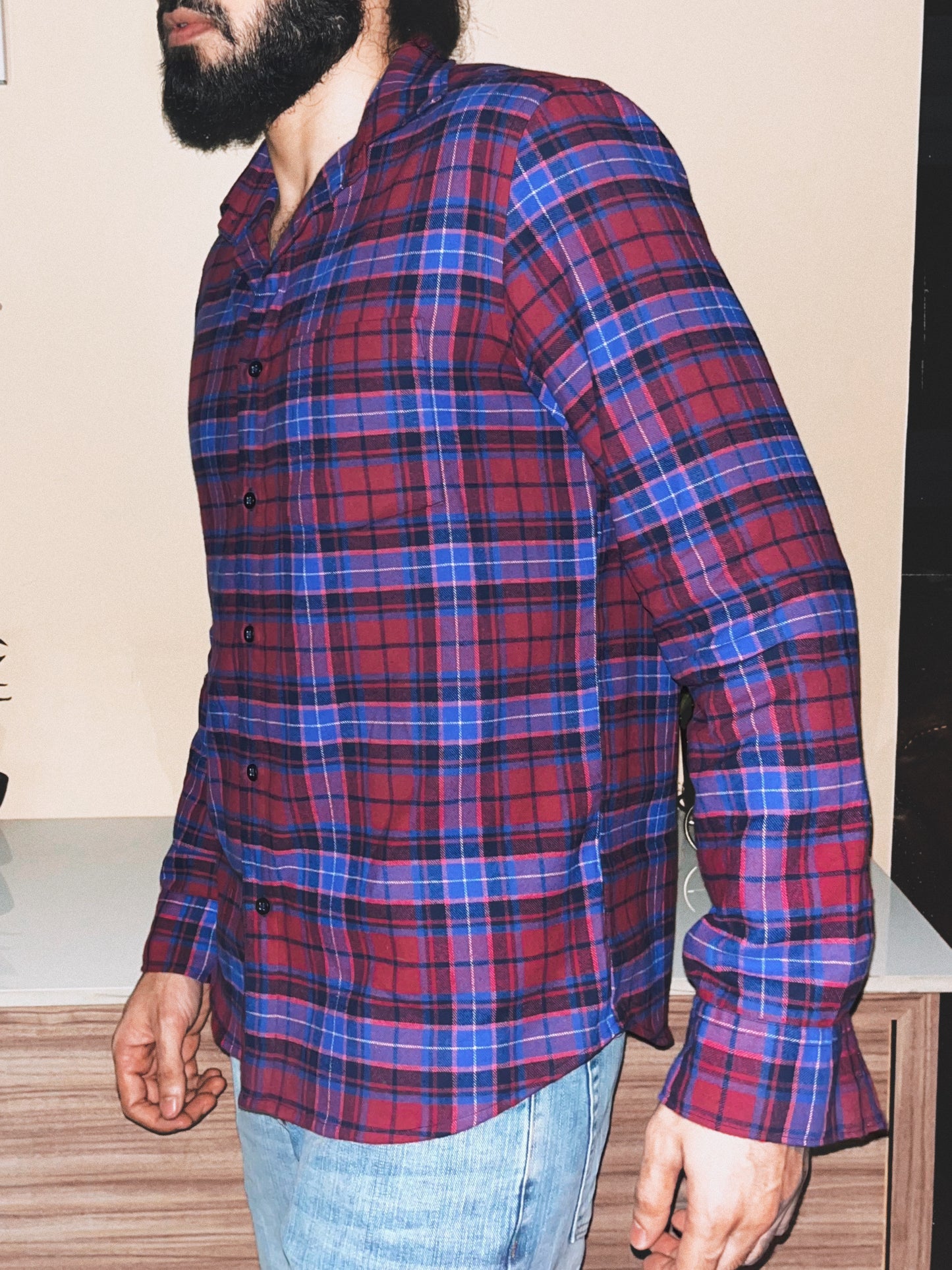 Relaxed Fit Brushed Flannel Plaid Shirt