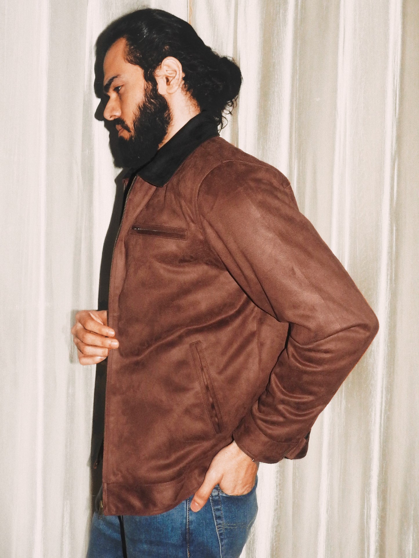 Faux Suede Work Jacket | Brown