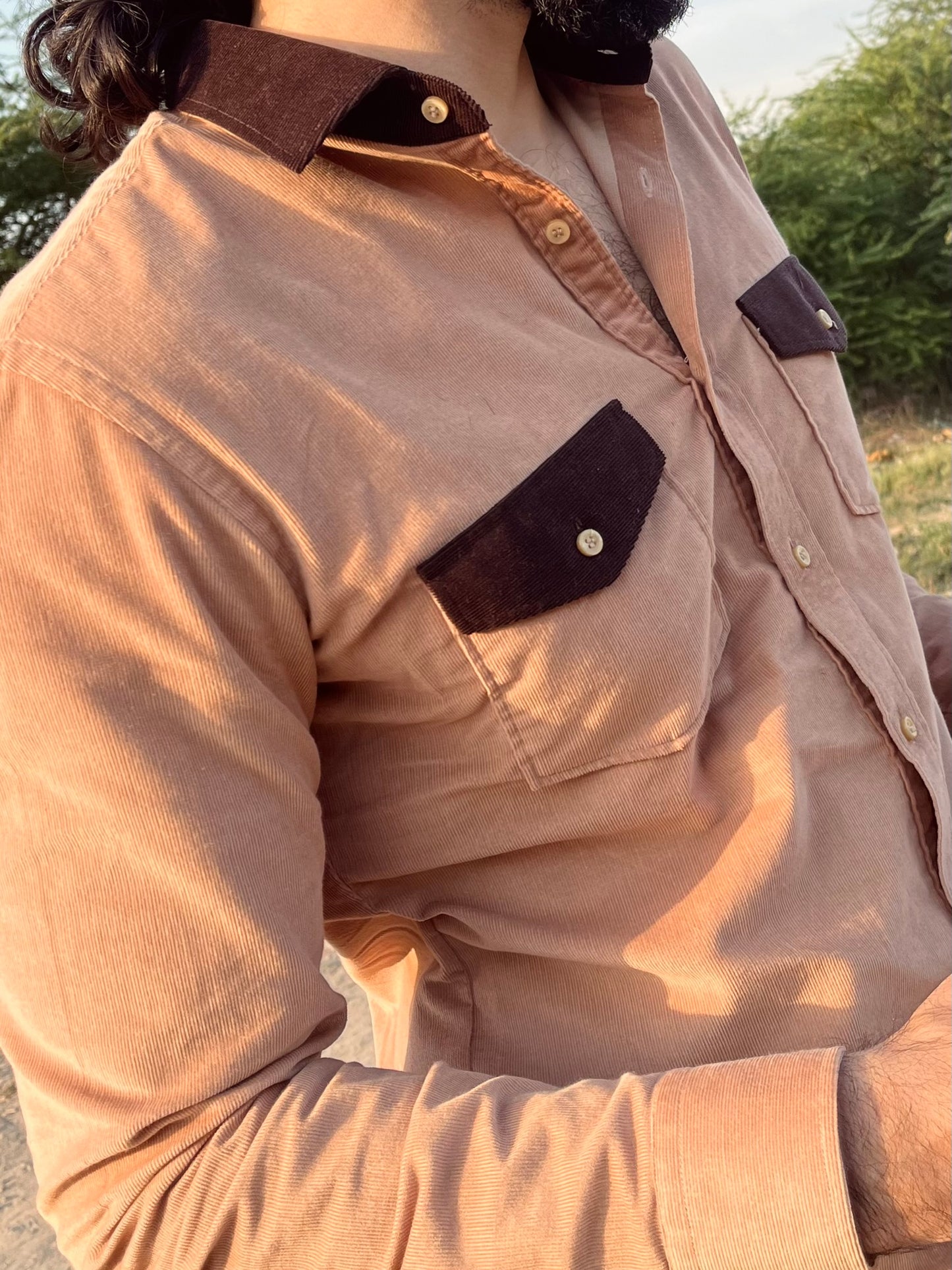 Corduroy Rancher Shirt- Tan and Brown