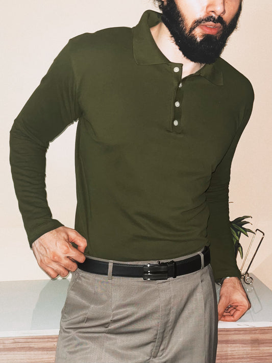 Pique Knit Polo | Warm Olive