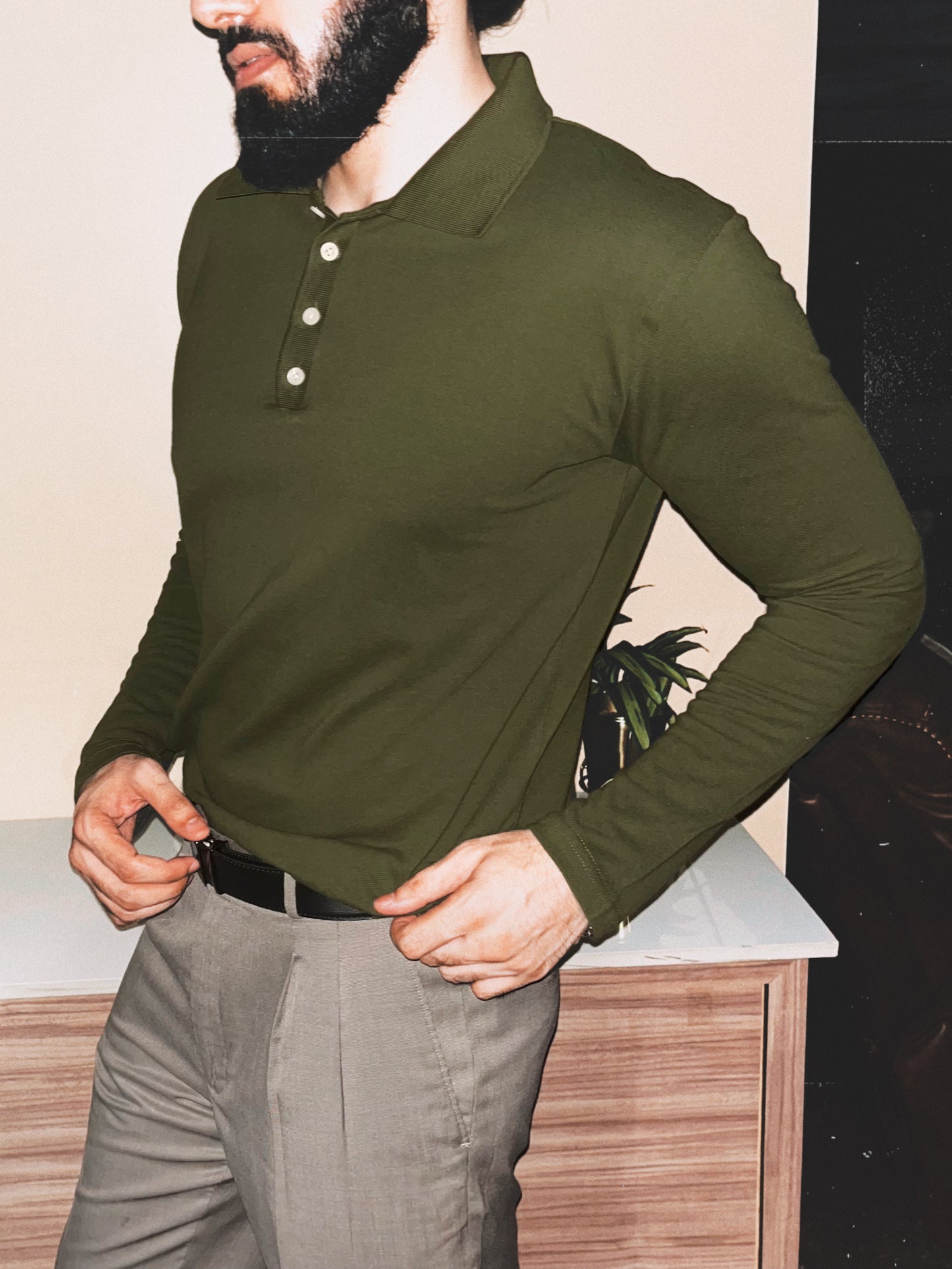 Pique Knit Polo | Warm Olive