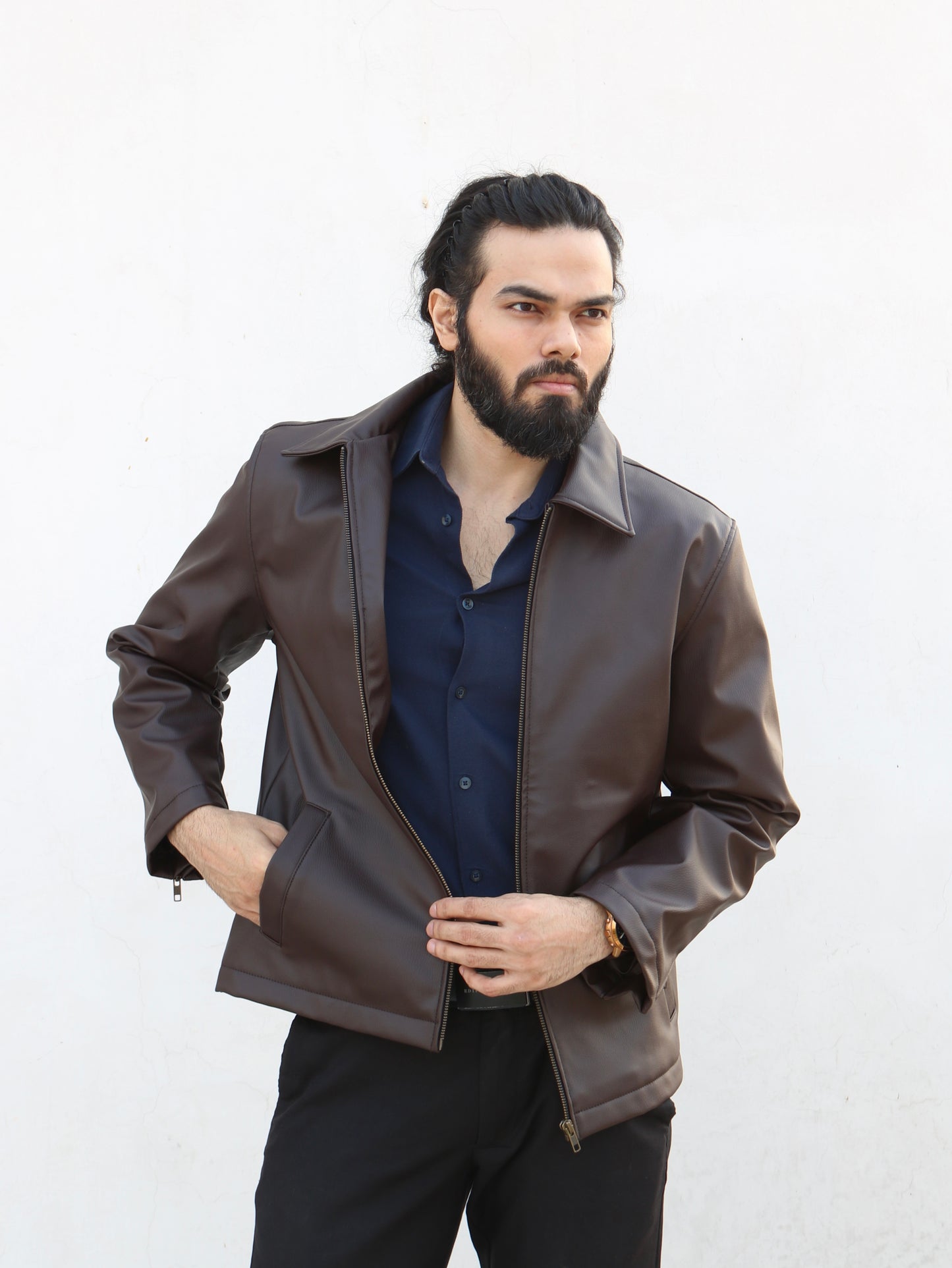 Heavyweight Faux Leather Jacket