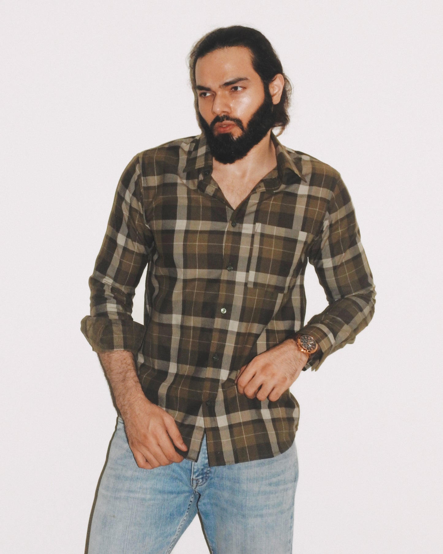 Corduroy Checkered Shirt | Green