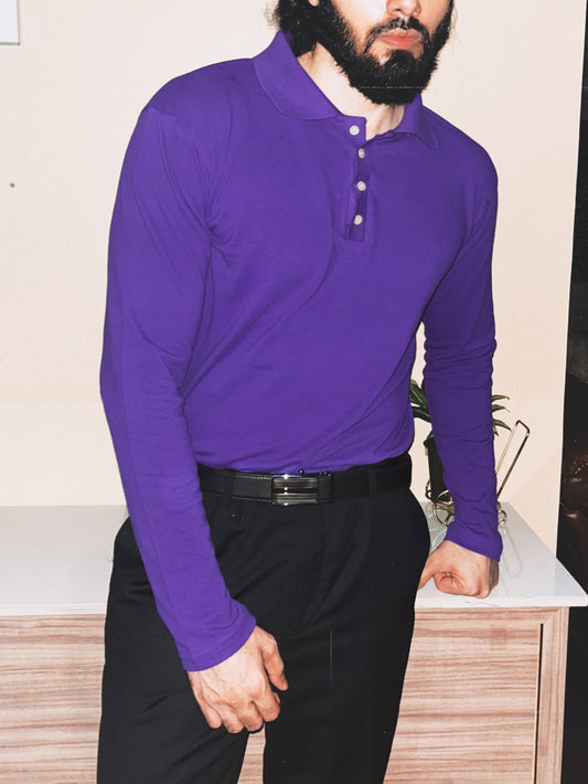 Pique Knit Polo | Purple