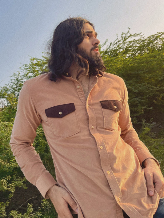 Corduroy Rancher Shirt- Tan and Brown