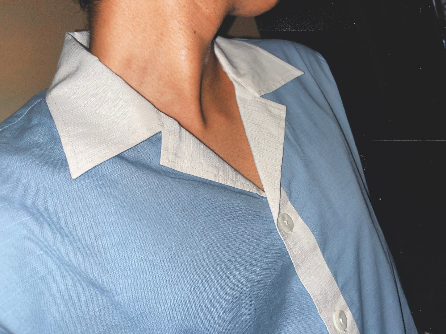 Steel Blue Cuban Collar Shirt