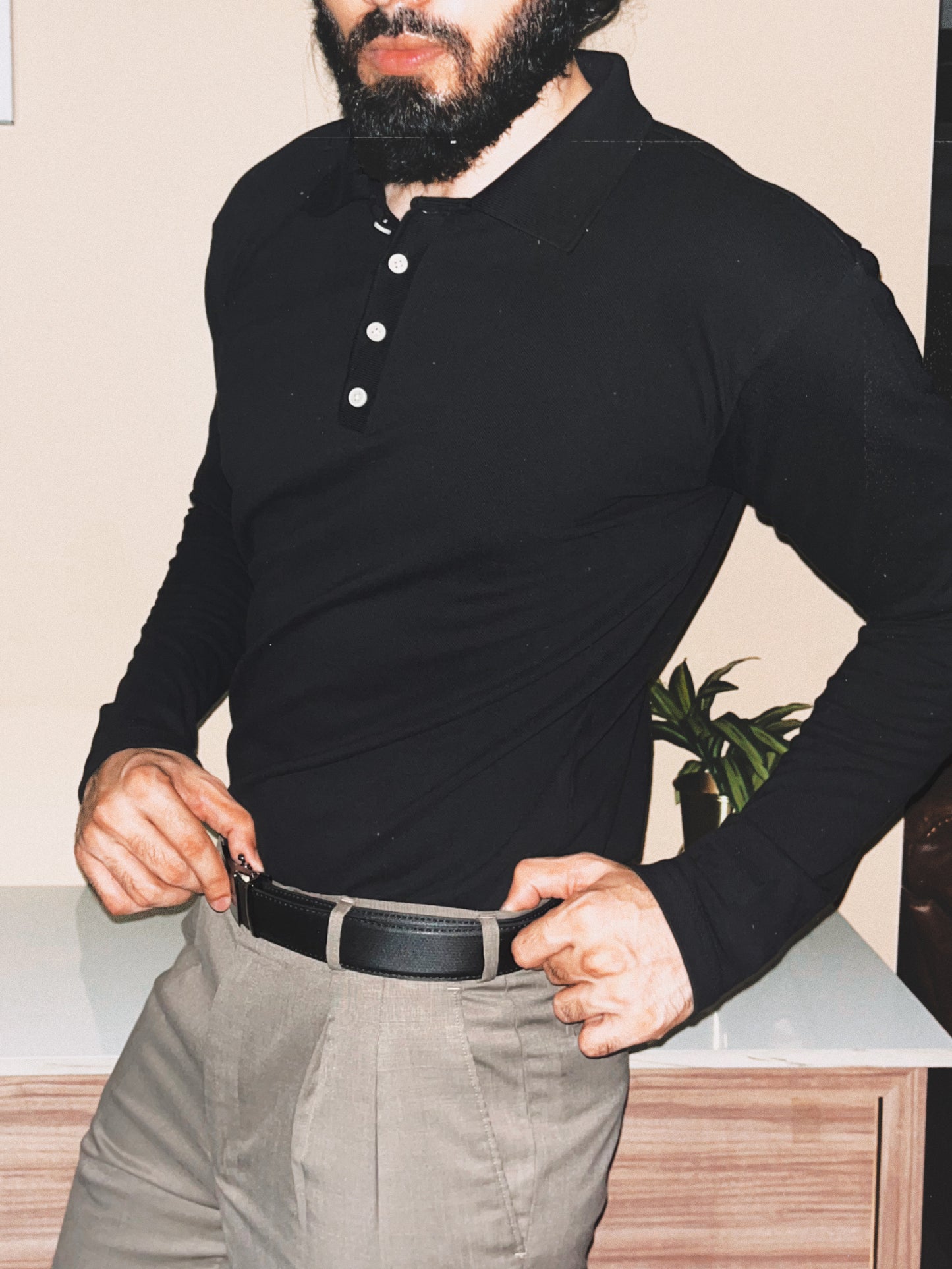 Pique Knit Polo | Matte Black