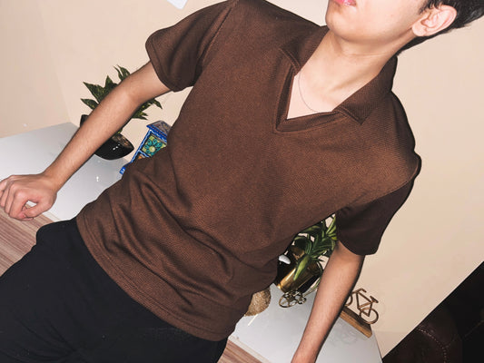 Brown Knit Polo