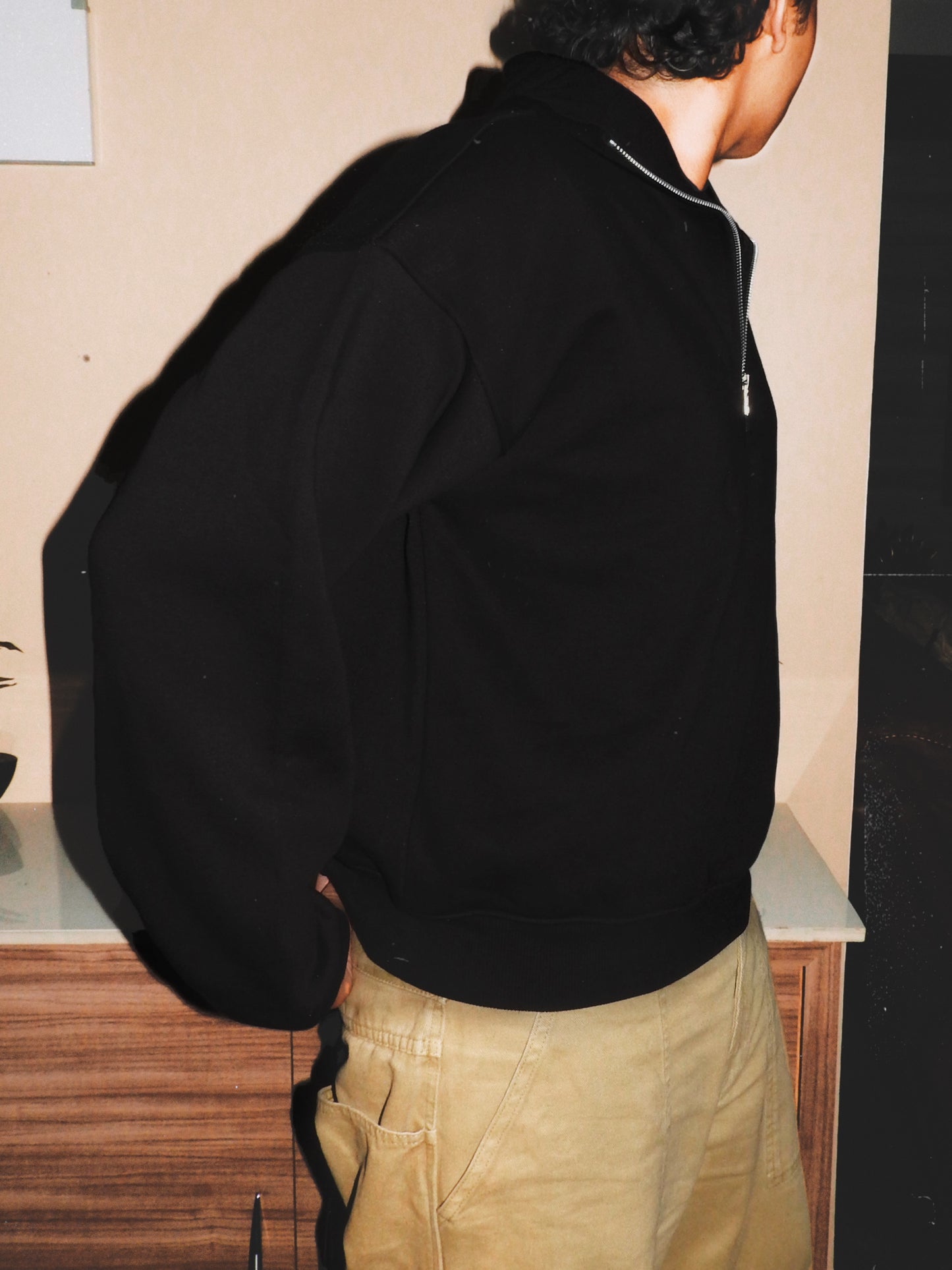 Oversized Half Zip Sweatshirt | Black