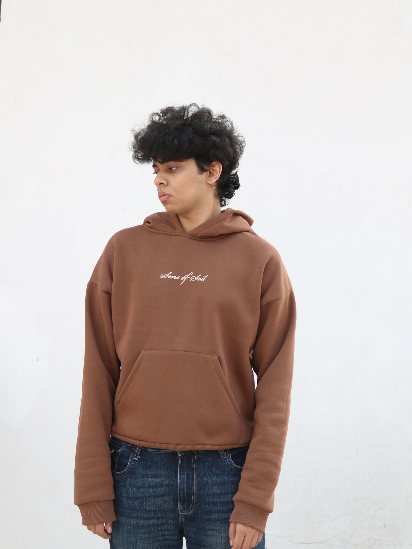 Oversized Brown Hooded Sweatshirt