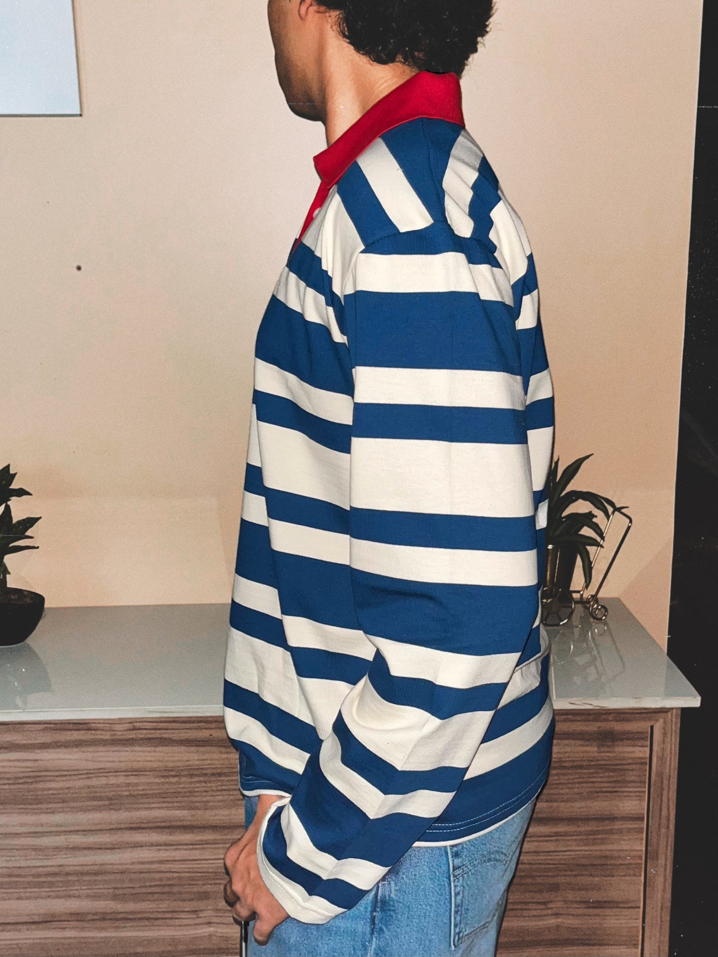 Heavyweight Striped Polo | Blue / Cream