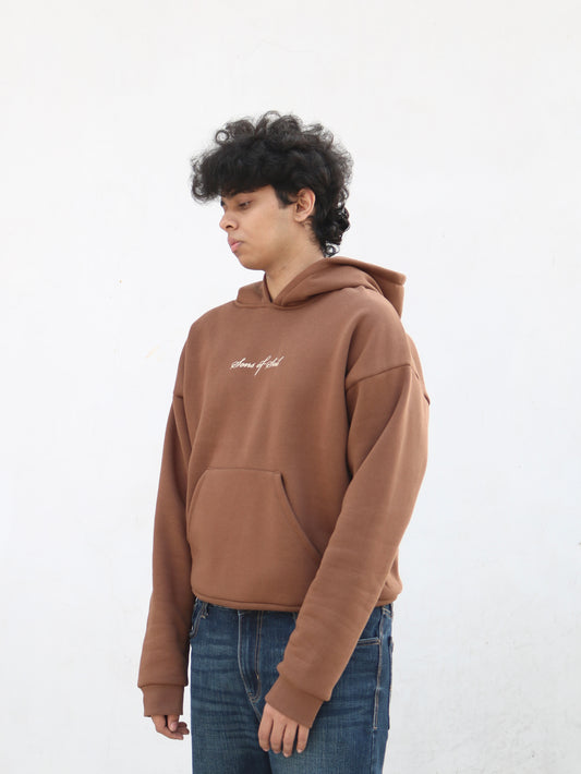 Oversized Brown Hooded Sweatshirt