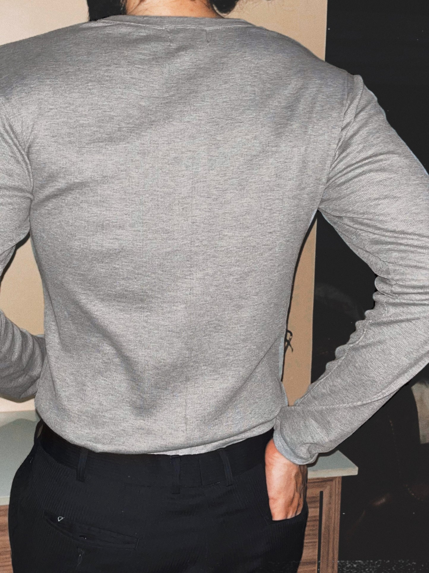 Soldado Ribbed Henley | Charcoal Melange