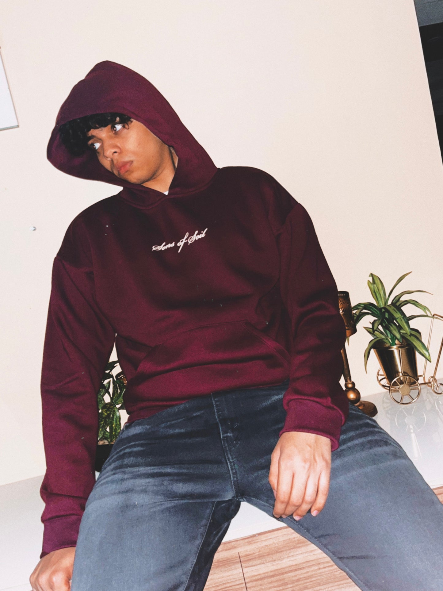 Oversized Wine Hooded Sweatshirt