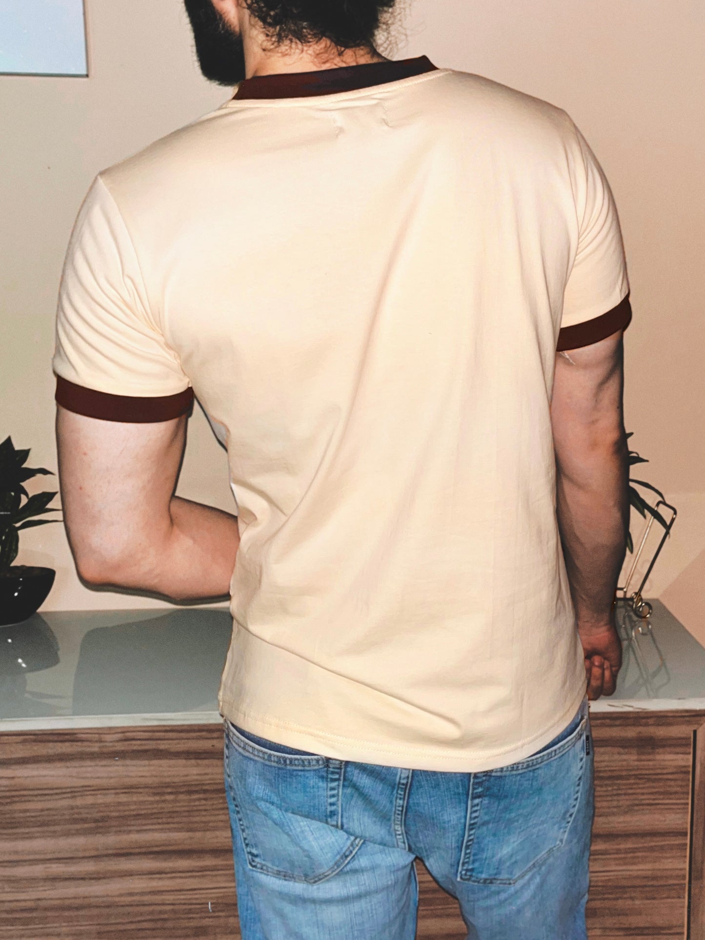 Cali Crewneck Ringer T-Shirt | Cream / Espresso