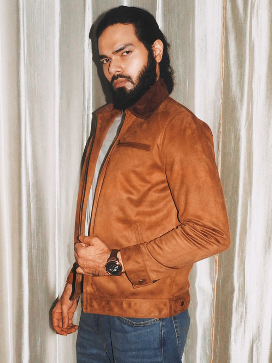 Faux Suede Work Jacket | Tan