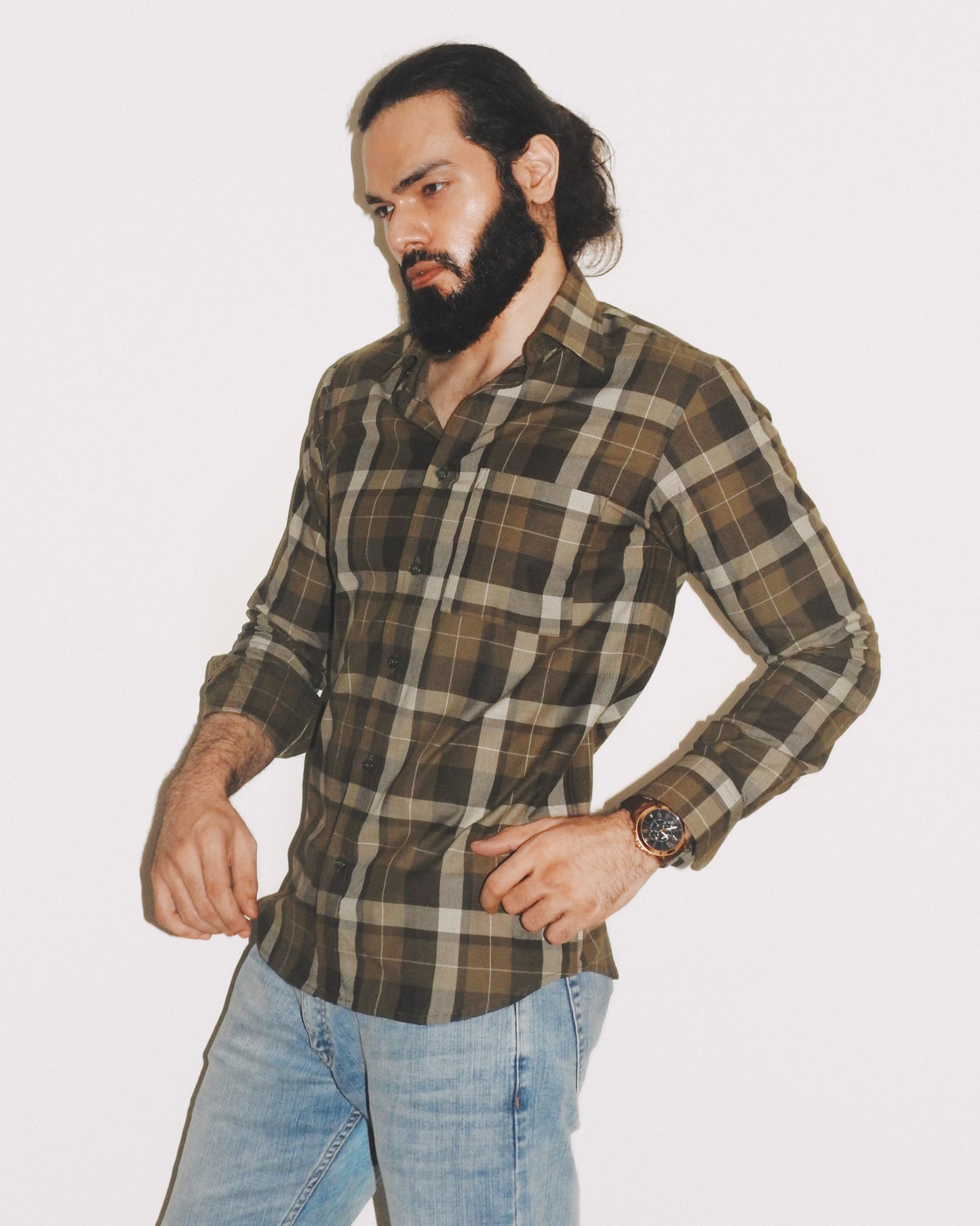 Corduroy Checkered Shirt | Green