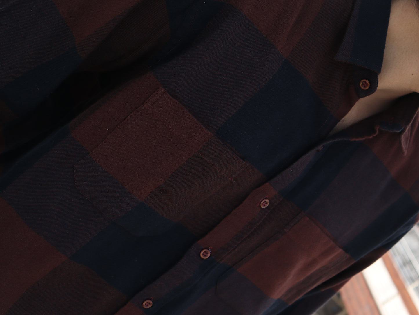 Brushed Flannel Shirt: Brown/Navy