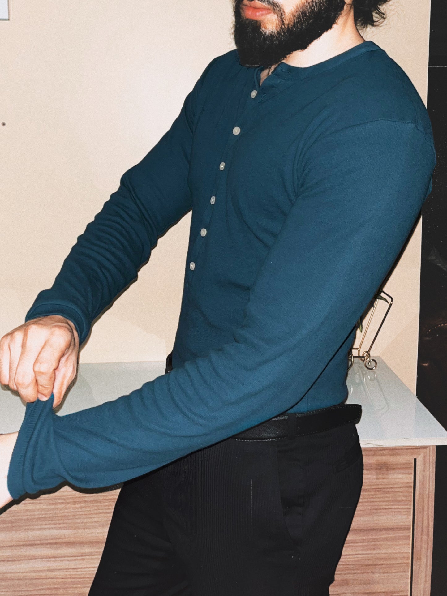 Soldado Ribbed Henley | Deep Teal