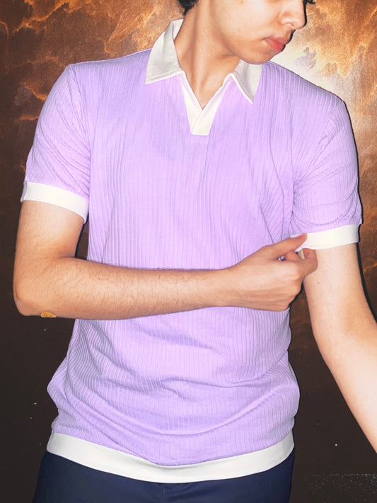 Lavender Rib Knit Polo