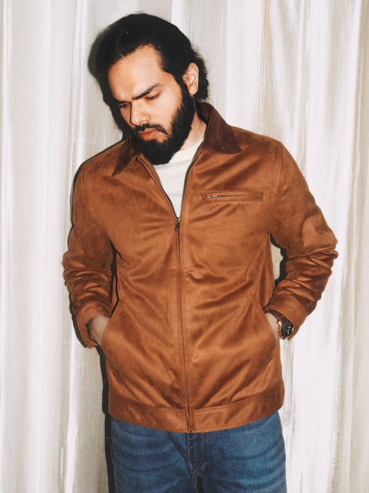 Faux Suede Work Jacket | Tan