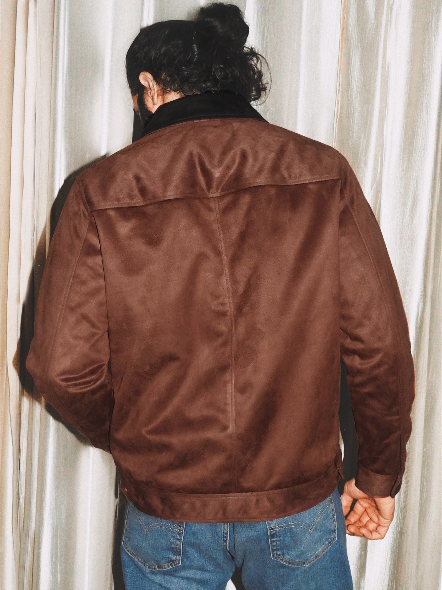 Faux Suede Work Jacket | Brown