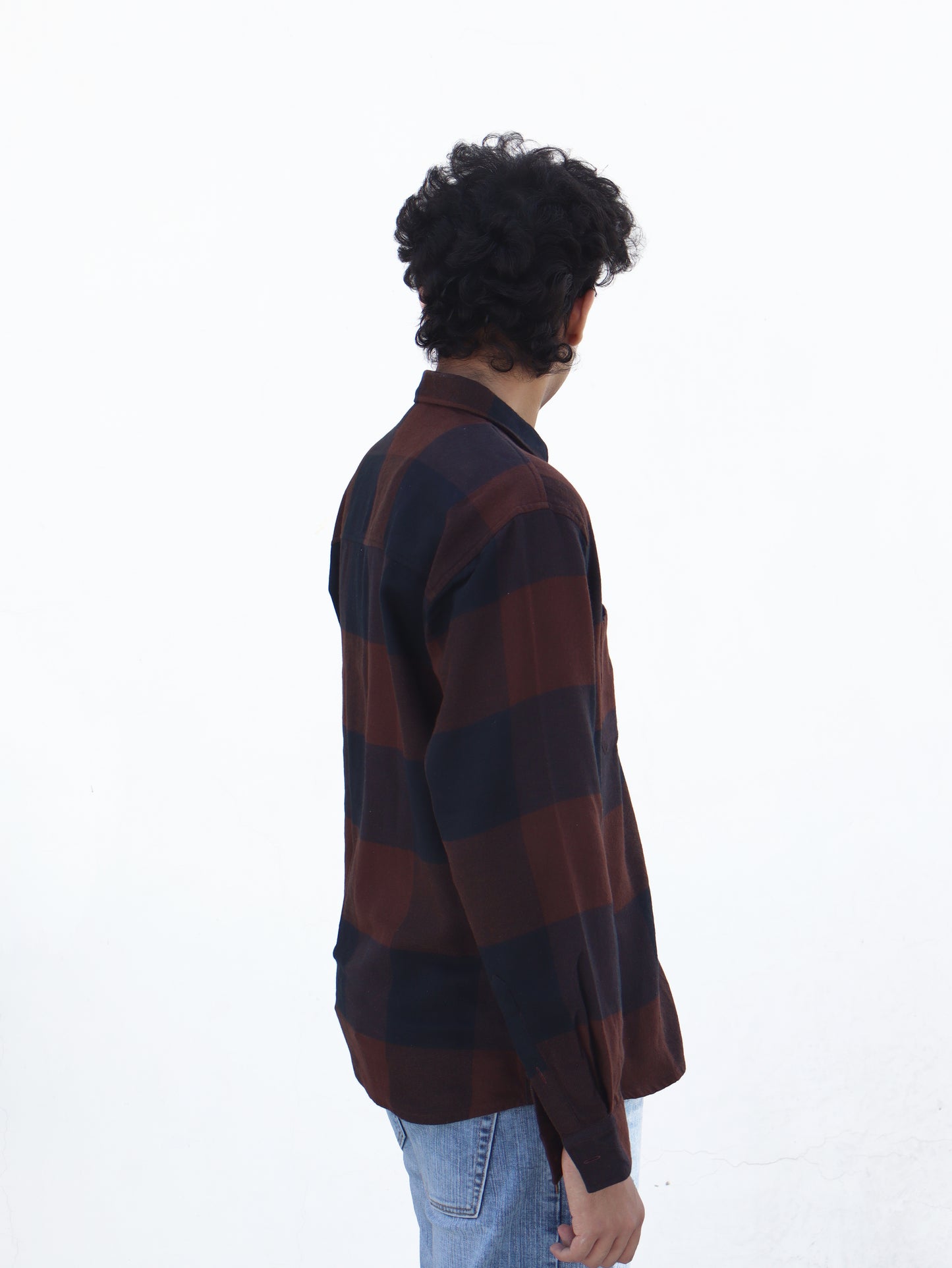 Brushed Flannel Shirt: Brown/Navy