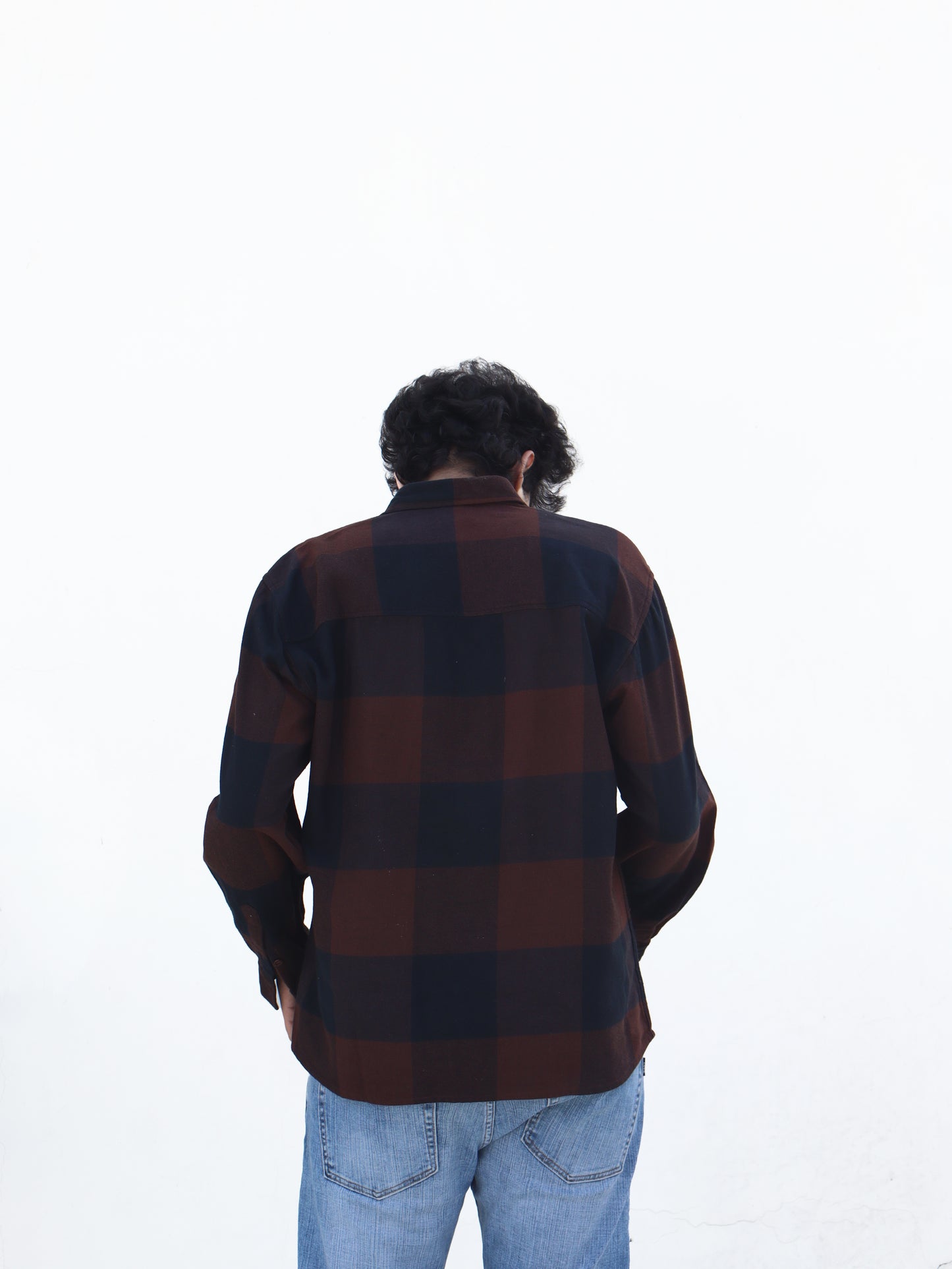 Brushed Flannel Shirt: Brown/Navy