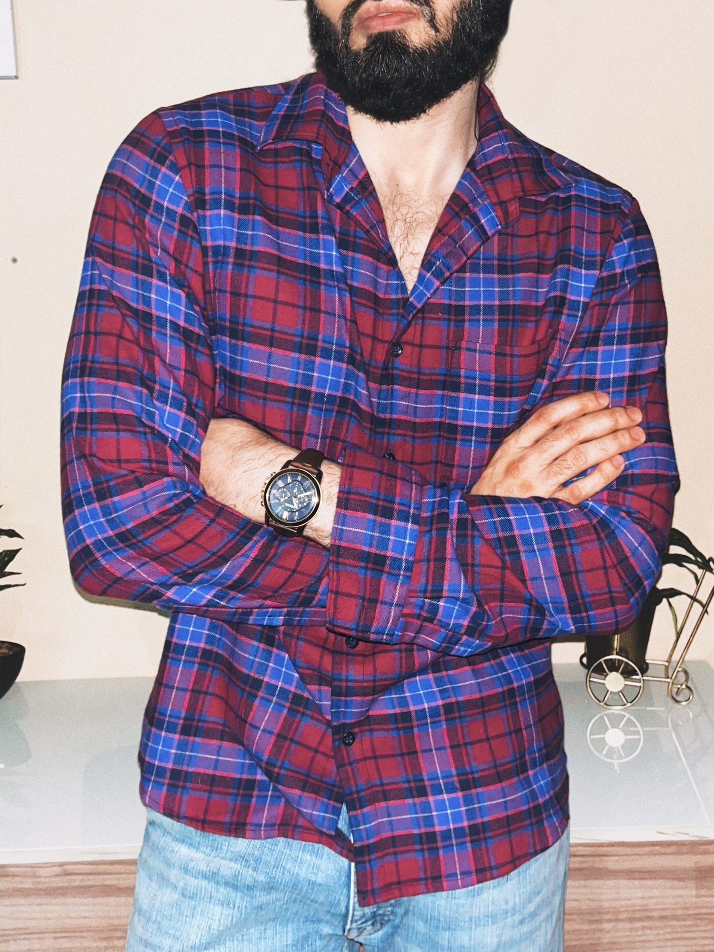 Relaxed Fit Brushed Flannel Plaid Shirt