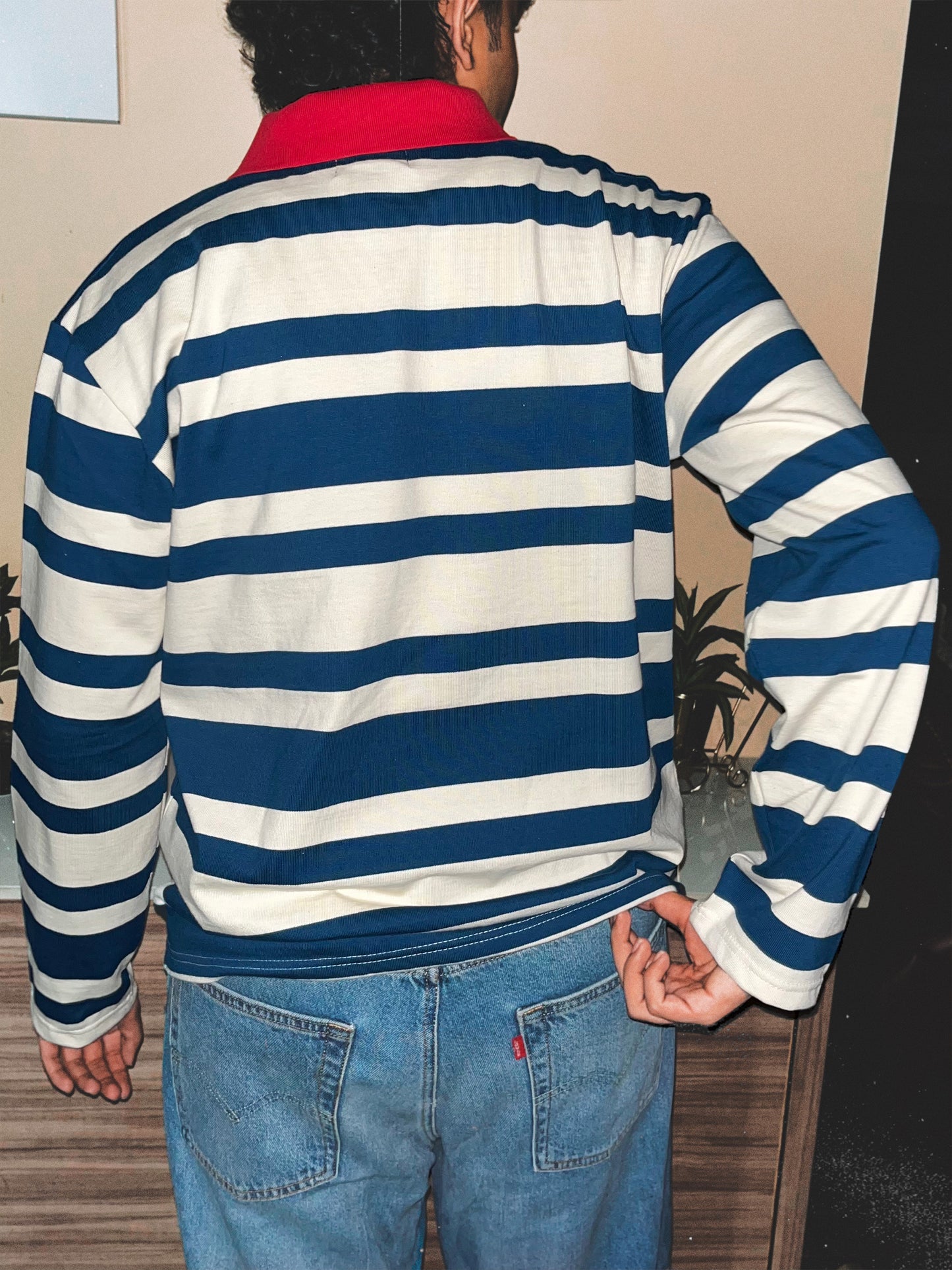 Heavyweight Striped Polo | Blue / Cream