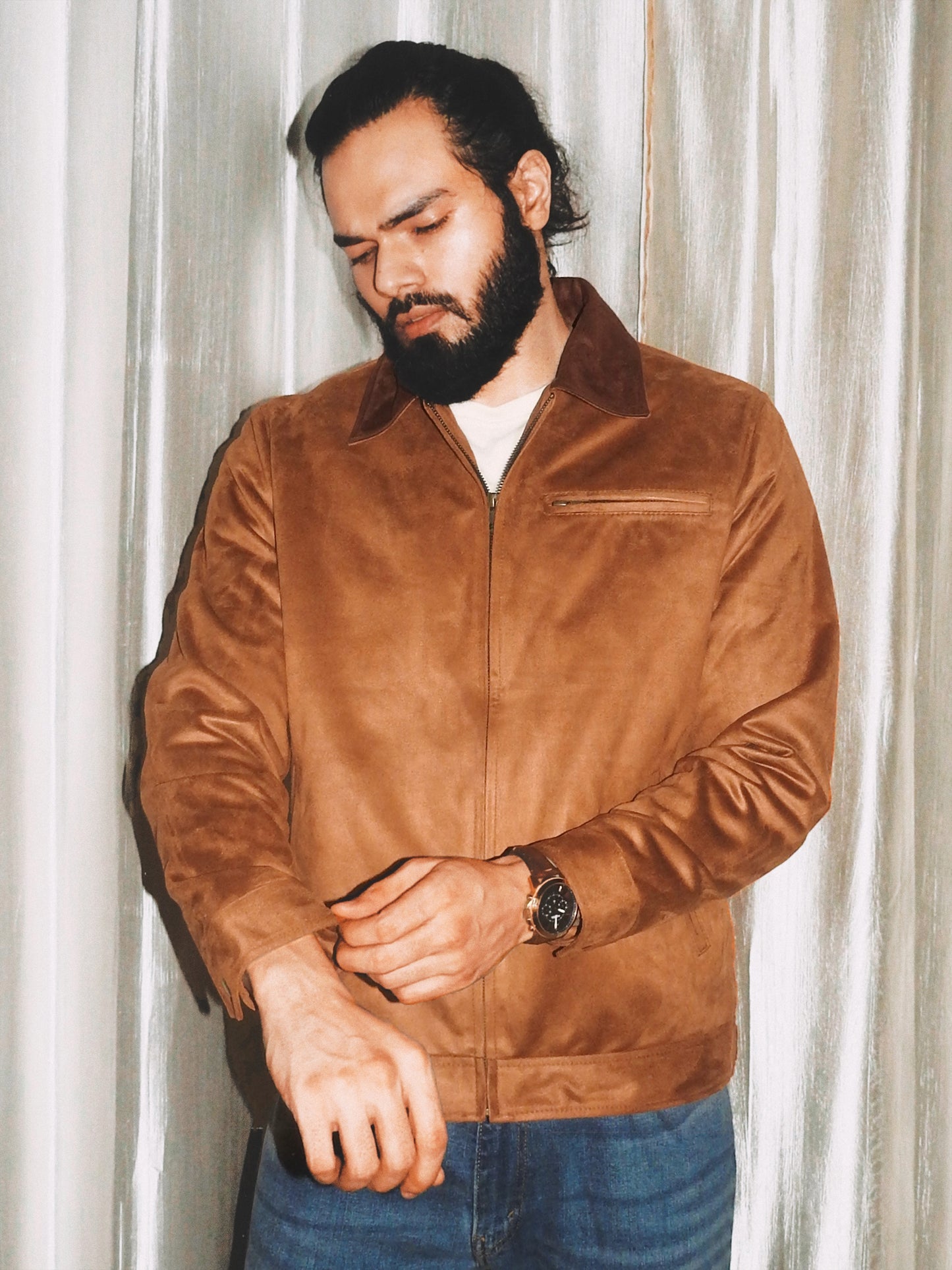 Faux Suede Work Jacket | Tan